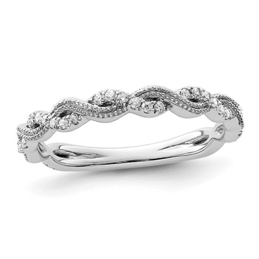 1/6 Carat (ctw) Lab-Grown Diamond Twist Wedding Ring Band 14K White Gold